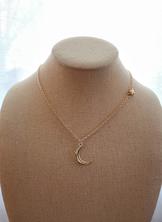 Moon and Star Necklace